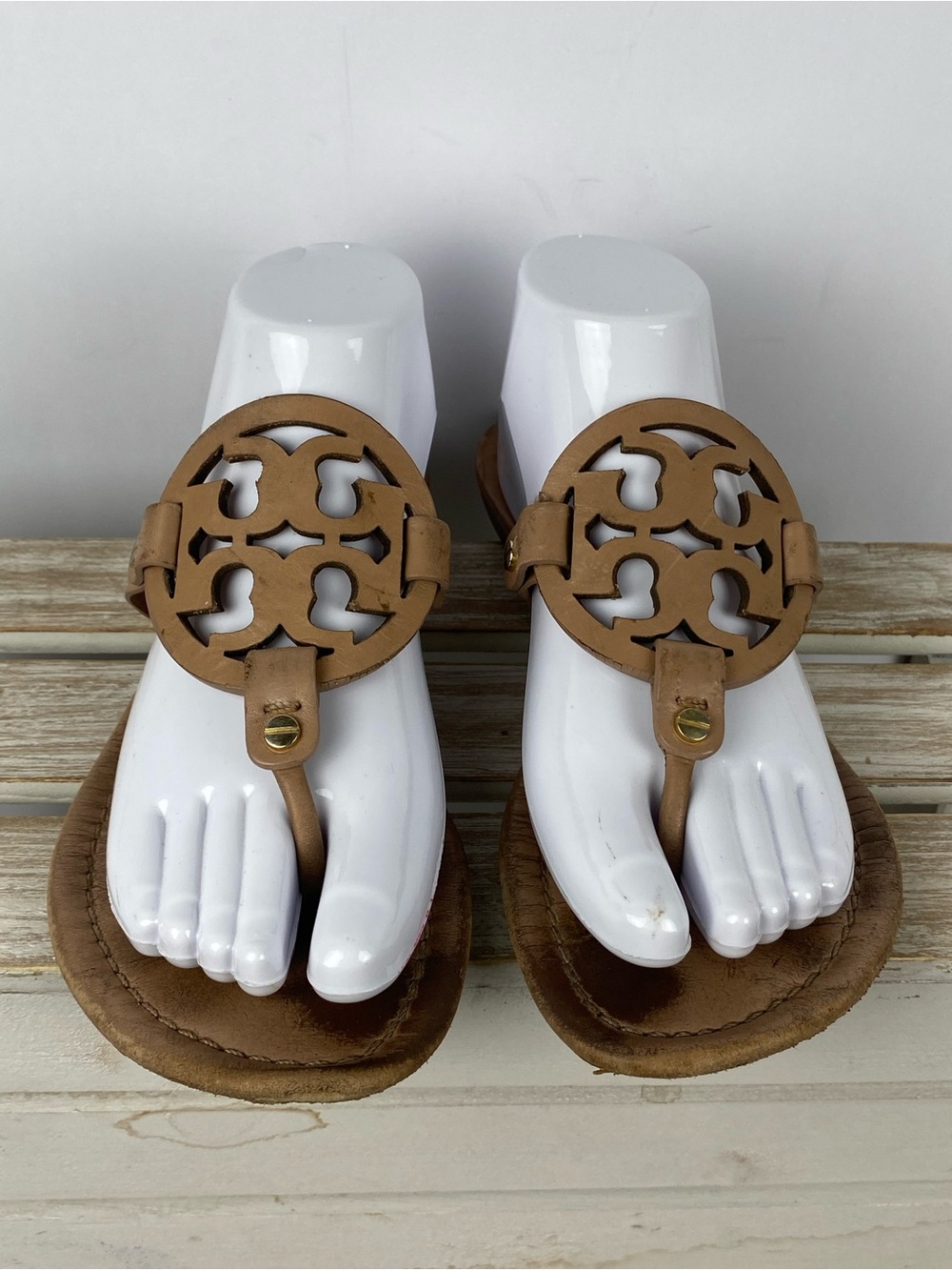 Tory Burch Miller sandals in a neutral brown leather women’s size 9M